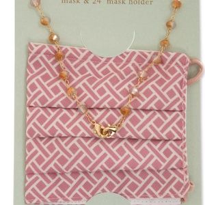 LONNA & LILLY Printed Face Mask & Gold-Tone Beaded 24" Chain Set